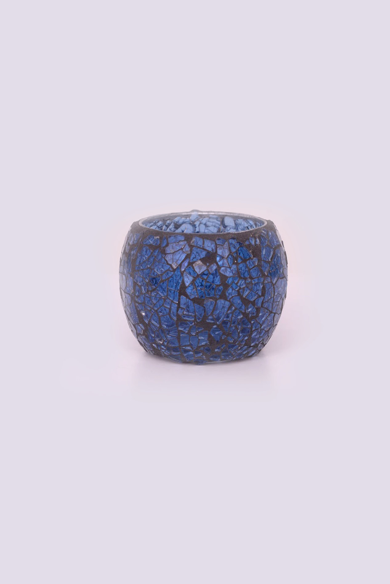 MosaicGlassCandleHolder—BlueCrackle—FilledwithScentedCandle