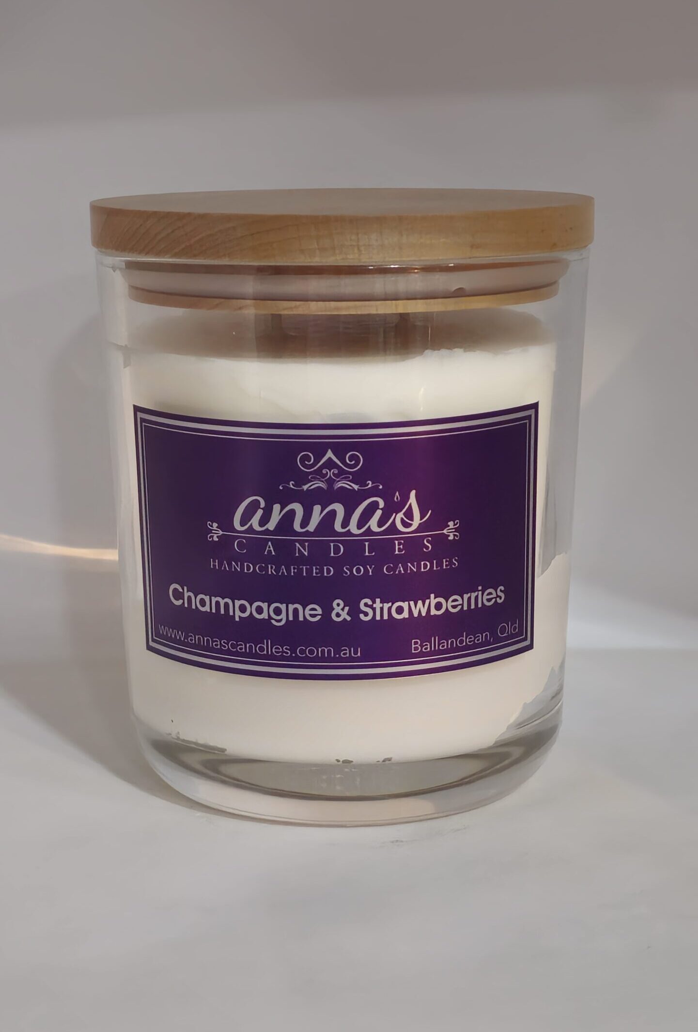 Champagne & Strawberries Classic Timber Lid Candle Jar