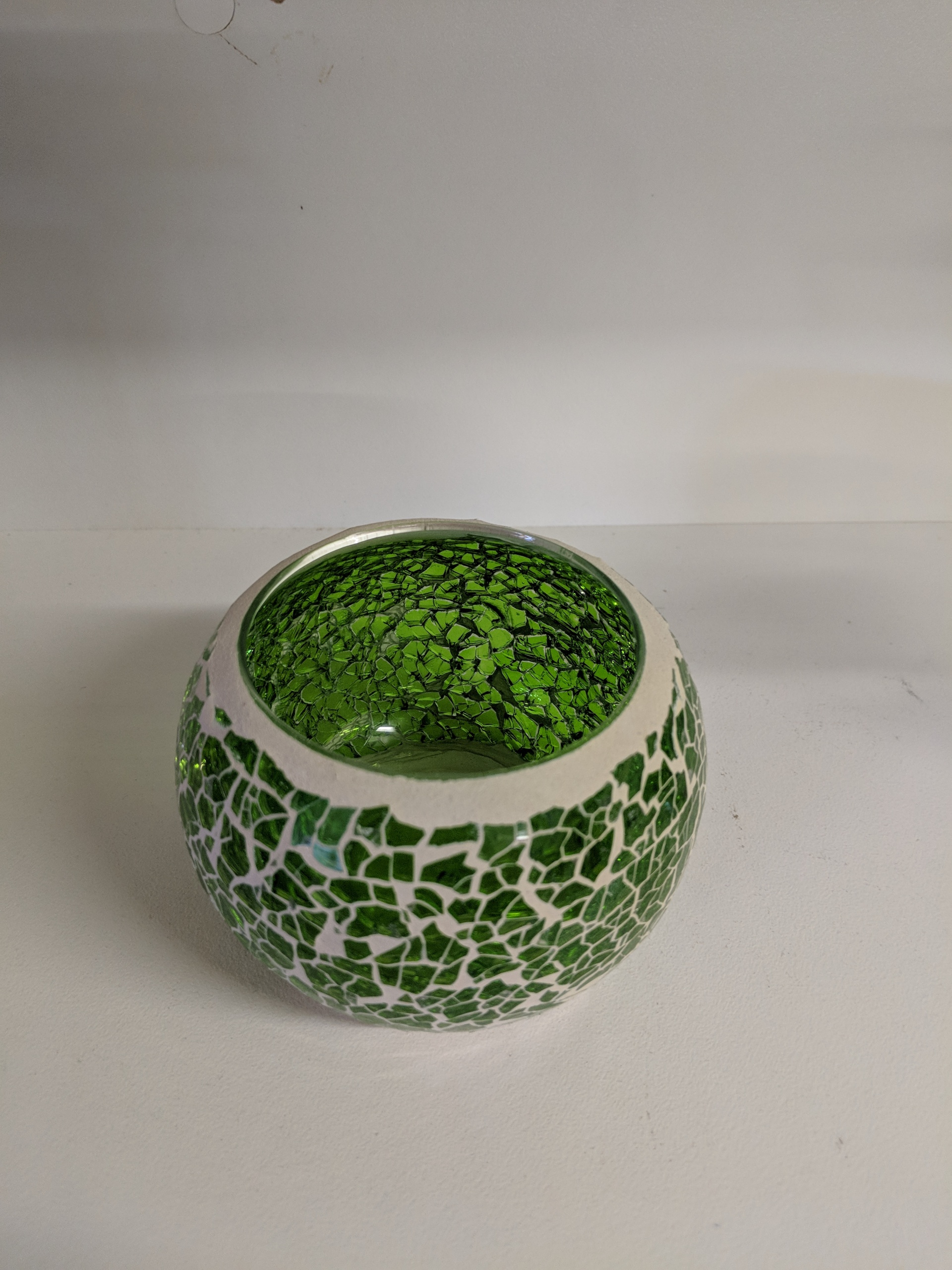 Green Mosaic Glass candle holder