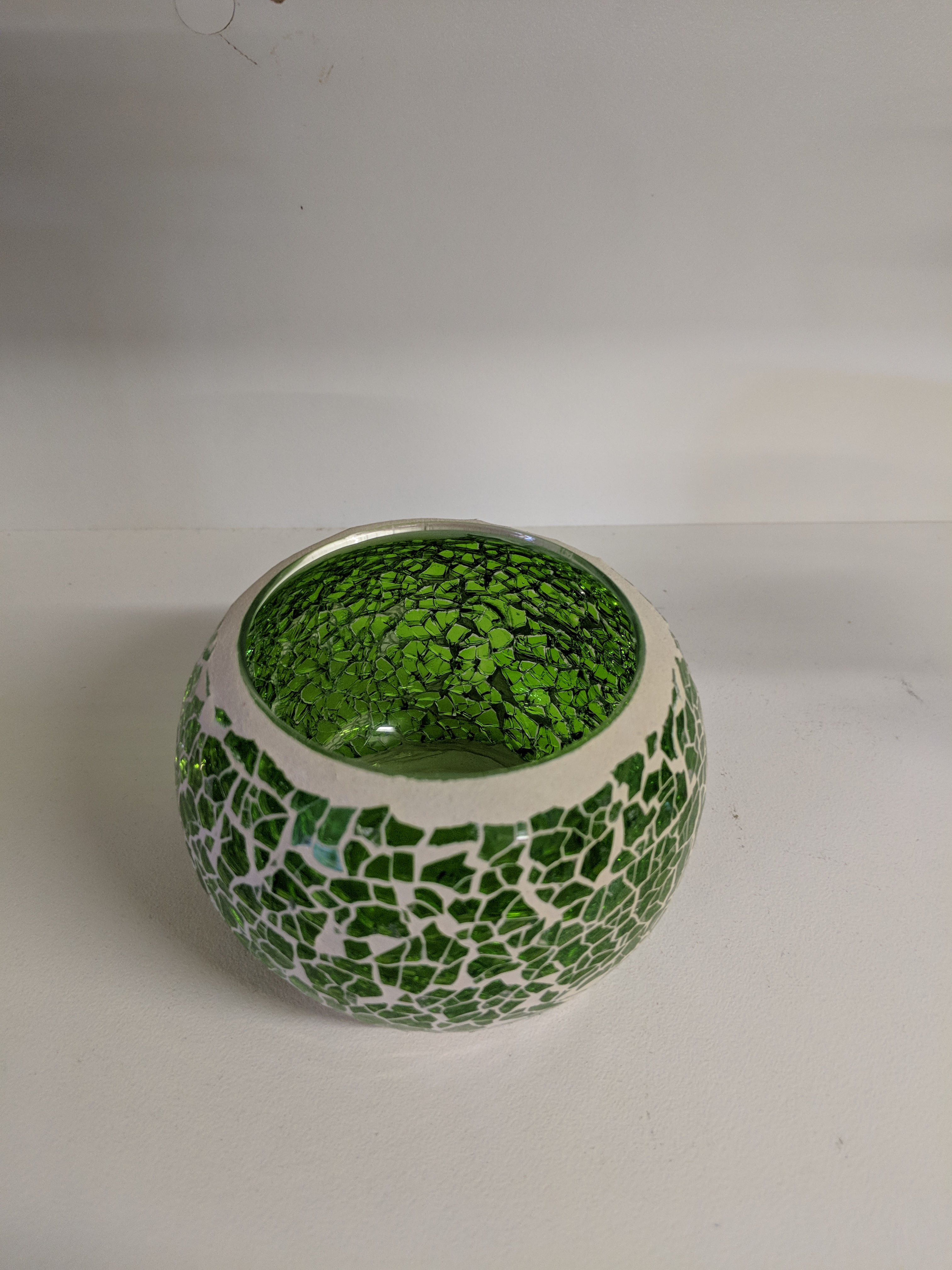 Green Mosaic Glass candle holder High Quality Hand Crafted Soy