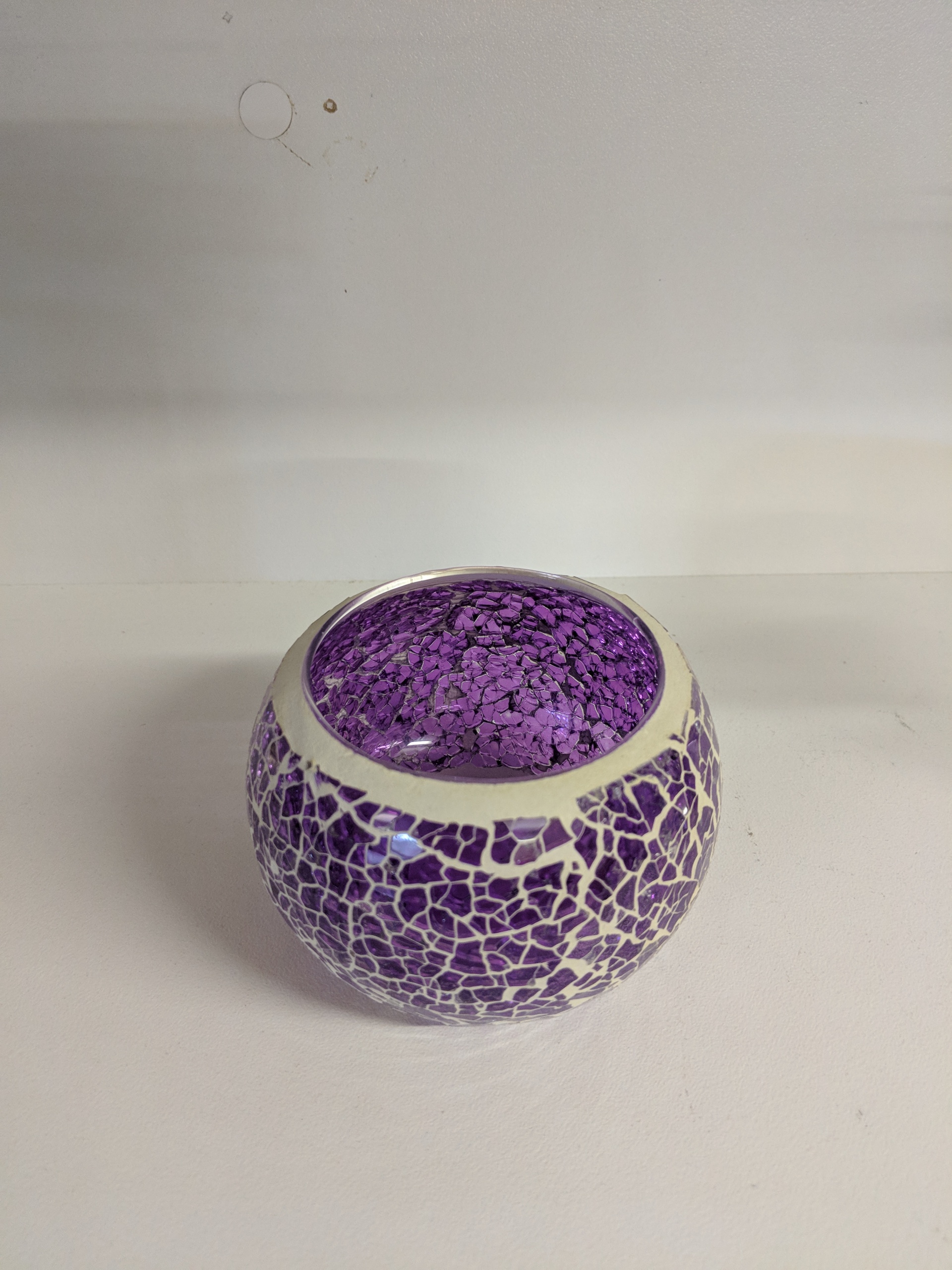 Purple Mosaic Glass Candle Holder