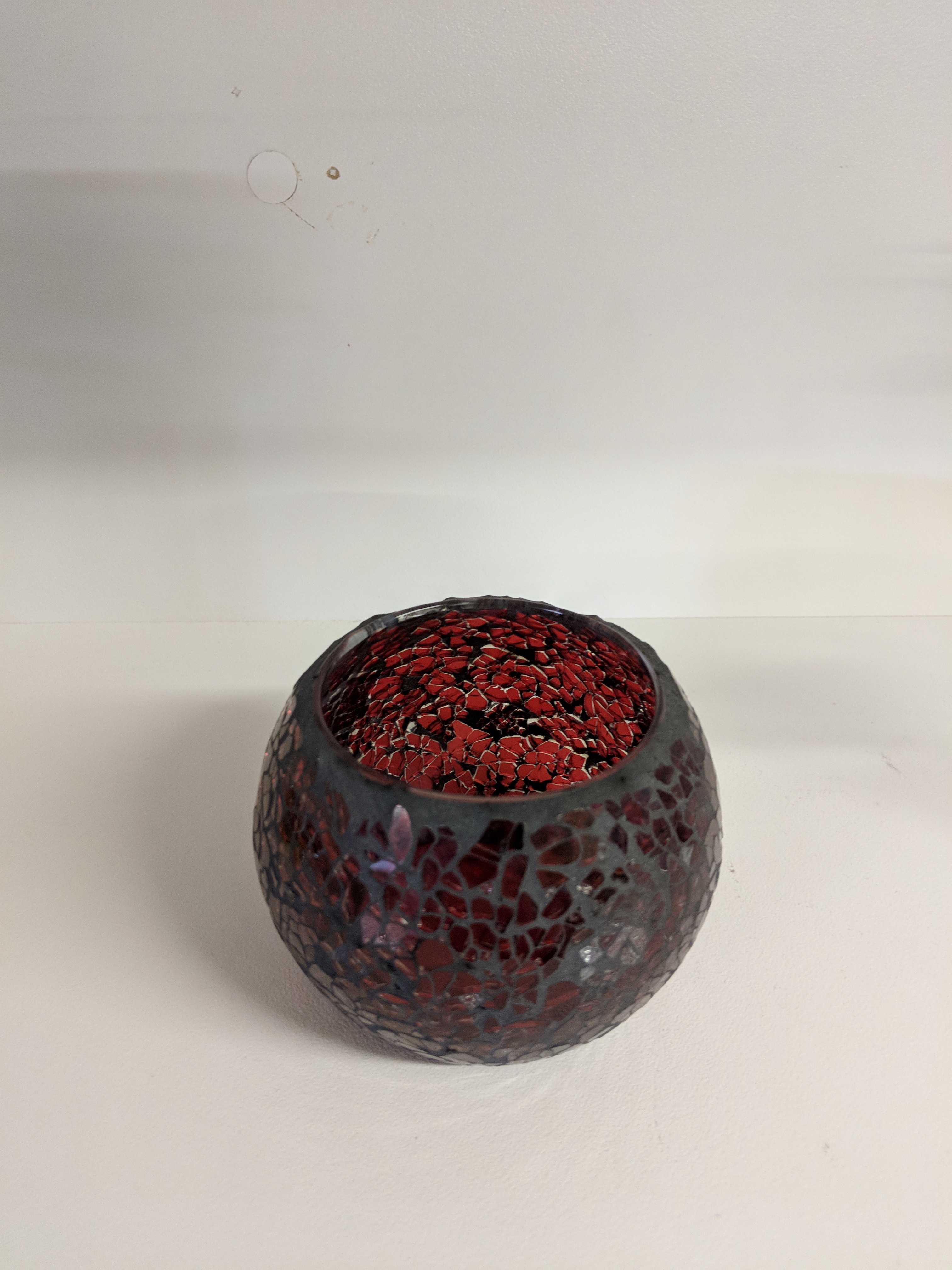Black Edge Red Mosaic Glass Candle Holder High Quality Hand Crafted