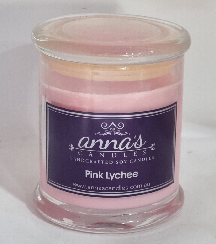 Pink Lychee Candle Jar High Quality Hand Crafted Soy Candles QLD